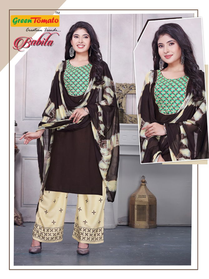 Green Tomato Babita Rayon Printed Daily Wear Ready Made Collection